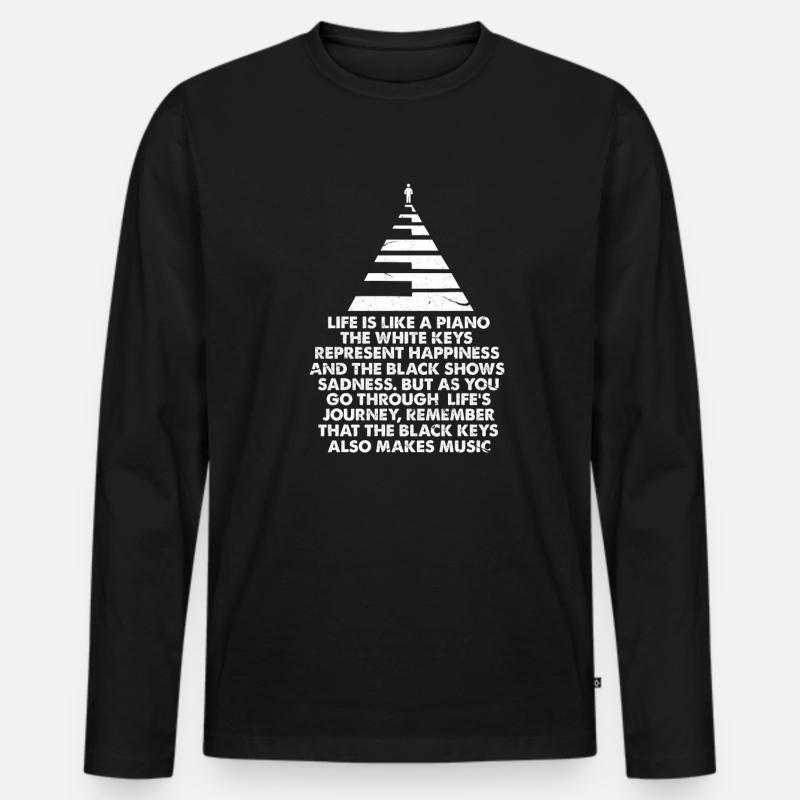 Pianist - Männer Premium Bio Langarmshirt - Schwarz