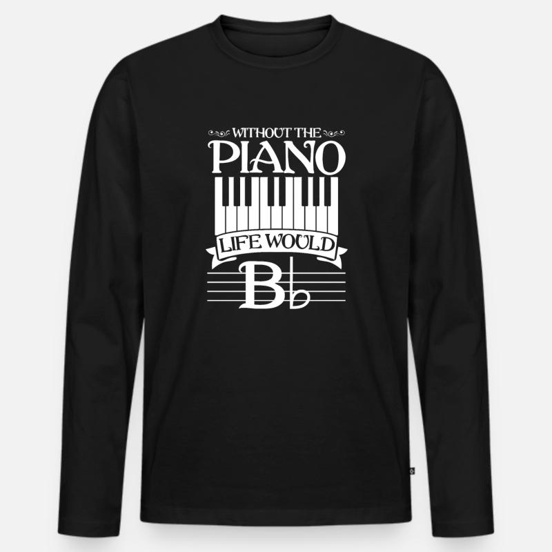 Piano - Männer Premium Bio Langarmshirt - Schwarz