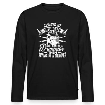 Drummer - Männer Premium Bio Langarmshirt - Schwarz - Vorne - Nico (187cm)