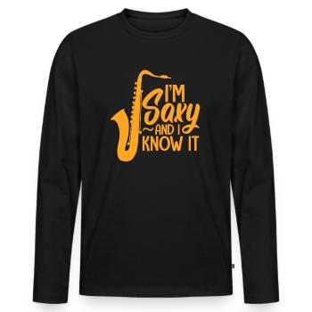 Saxophonist - Männer Premium Bio Langarmshirt - Schwarz - Vorne - Nico (187cm)