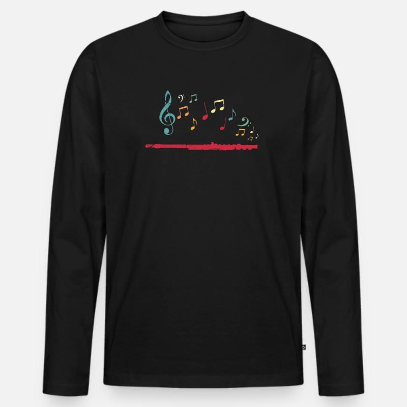 Flöte - Männer Premium Bio Langarmshirt - Schwarz