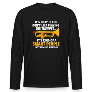 Trompette Trompette Instruments à vent Instrument à vent Cadeau - T-shirt manches longues Premium bio Homme - noir - Devant - Nico (187cm)
