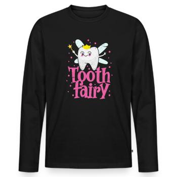 Zahn Fee - Männer Premium Bio Langarmshirt - Schwarz - Vorne - Nico (187cm)