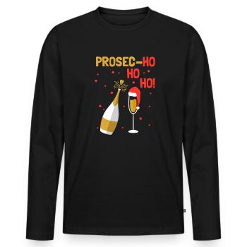 Prosecco de Noël Ho Ho Ho - T-shirt manches longues Premium bio Homme - noir - Devant - Nico (187cm)