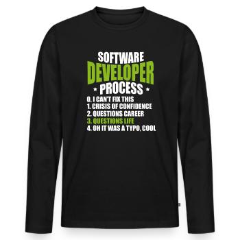 développeur de logiciels - T-shirt manches longues Premium bio Homme - noir - Devant - Nico (187cm)