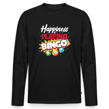 Bingo Spielen Glücksspiel Lotto Oma Opa Geschenk - Männer Premium Bio Langarmshirt - Schwarz - Vorne - Nico (187cm)