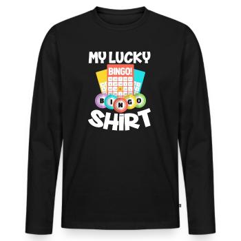 bingo - Men's Premium Organic Long Sleeve Shirt - black - Front - Nico (187cm)