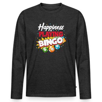 bingo - Men's Premium Organic Long Sleeve Shirt - heather anthracite - Front - Nico (187cm)