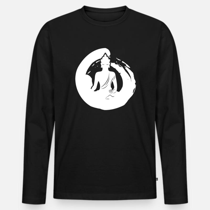 Buddha Zen - Männer Premium Bio Langarmshirt - Schwarz