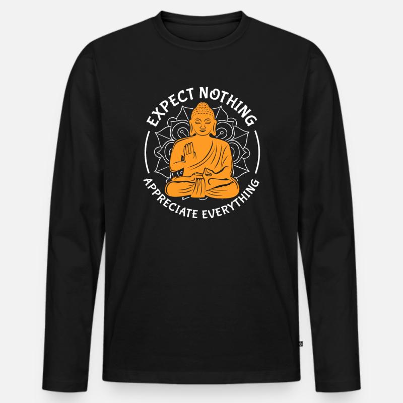 Buddha - Männer Premium Bio Langarmshirt - Schwarz