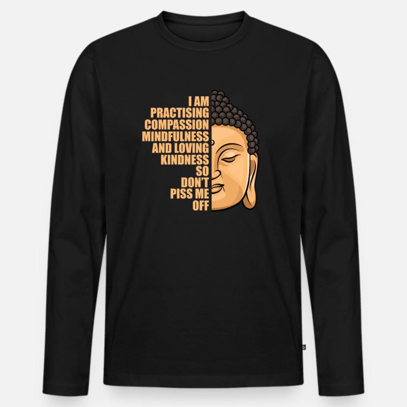 Buddha - Männer Premium Bio Langarmshirt - Schwarz