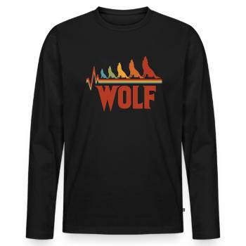 Wolf Herzschlag Wölfe Puls Wolfpack Geschenk - Männer Premium Bio Langarmshirt - Schwarz - Vorne - Nico (187cm)