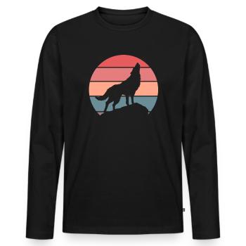 Wolf Wolfpack Wölfe Natur Retro Wildnis Geschenk - Männer Premium Bio Langarmshirt - Schwarz - Vorne - Nico (187cm)
