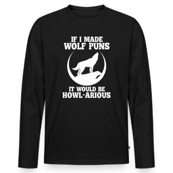 Wolf Heulen Wolfpack Wölfe Werwolf Wild Geschenk - Männer Premium Bio Langarmshirt - Schwarz - Vorne - Nico (187cm)