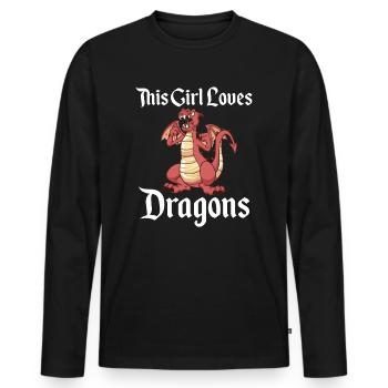 Dragon Dragon Dragon Girl Gift - Men's Premium Organic Long Sleeve Shirt - black - Front - Nico (187cm)
