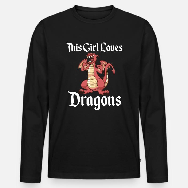 Drache Drachen Dragon Mädchen Geschenk - Männer Premium Bio Langarmshirt - Schwarz