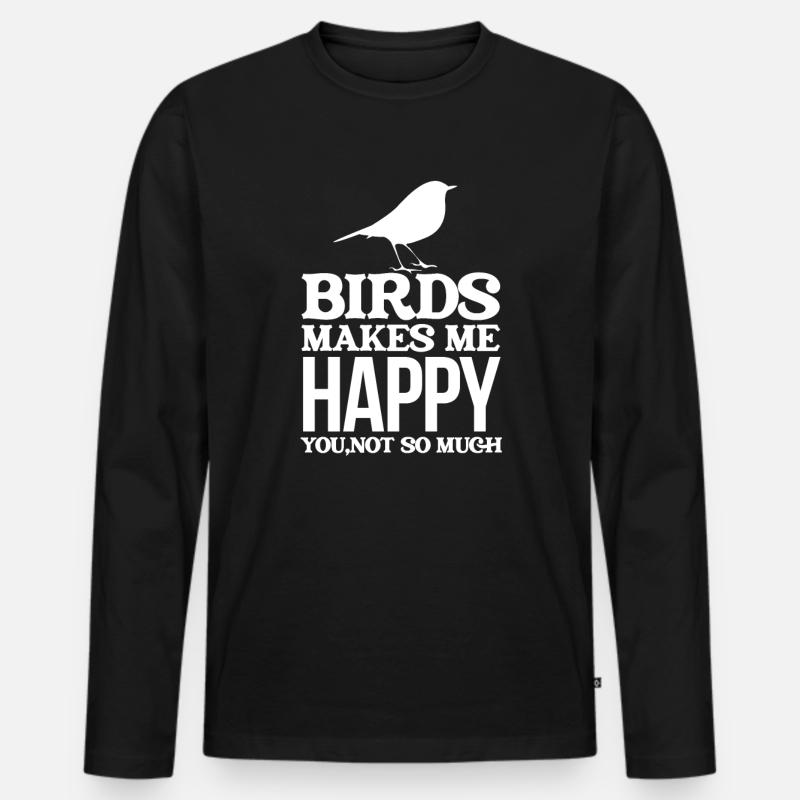 Vögel - Männer Premium Bio Langarmshirt - Schwarz