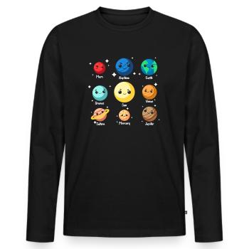 Planeten - Männer Premium Bio Langarmshirt - Schwarz - Vorne - Nico (187cm)