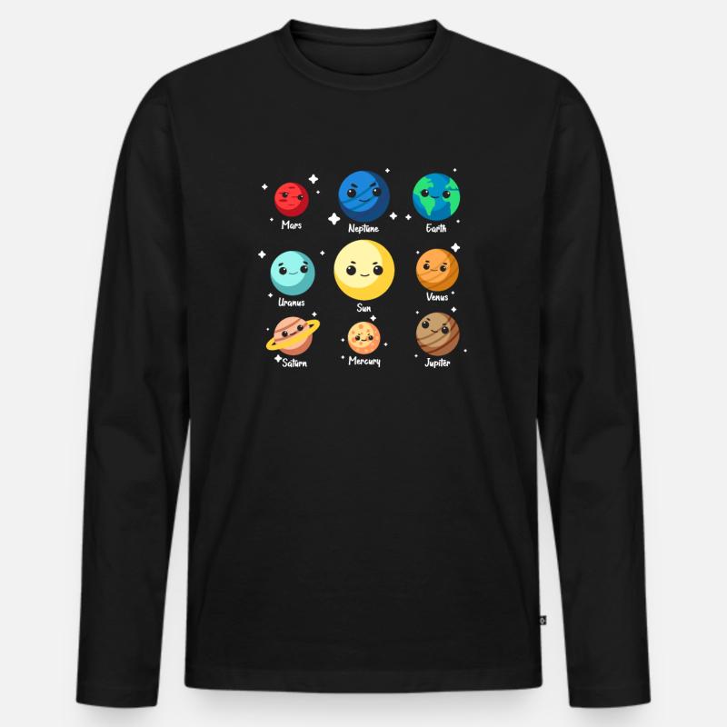 Planeten - Männer Premium Bio Langarmshirt - Schwarz