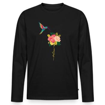 humming-bird - Men's Premium Organic Long Sleeve Shirt - black - Front - Nico (187cm)