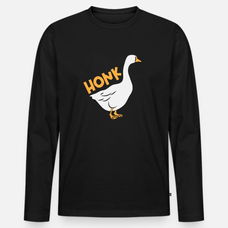 Honk Gans - Männer Premium Bio Langarmshirt - Schwarz
