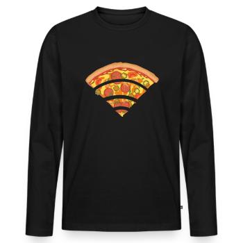 Pizza Wlan Wifi - Men's Premium Organic Long Sleeve Shirt - black - Front - Nico (187cm)