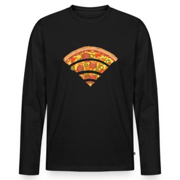 Pizza Wifi Wifi Internet Signal Computer Gift - Men's Premium Organic Long Sleeve Shirt - black - Front - Nico (187cm)