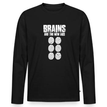 Brain Brain Thinking Clever Brain Nerd Gift - T-shirt manches longues Premium bio Homme - noir - Devant - Nico (187cm)