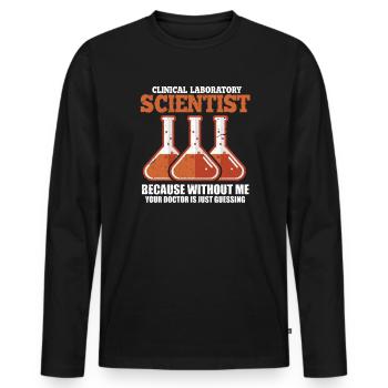 science - T-shirt manches longues Premium bio Homme - noir - Devant - Nico (187cm)