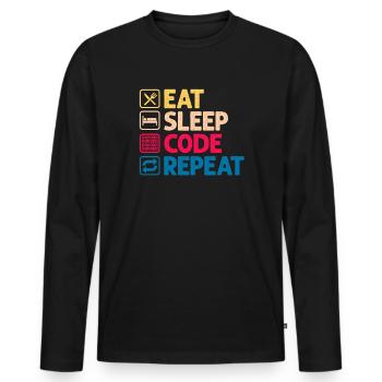 Programmierer Code Informatik Coder Geschenk - Männer Premium Bio Langarmshirt - Schwarz - Vorne - Nico (187cm)