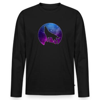 Wolf - Men's Premium Organic Long Sleeve Shirt - black - Front - Nico (187cm)