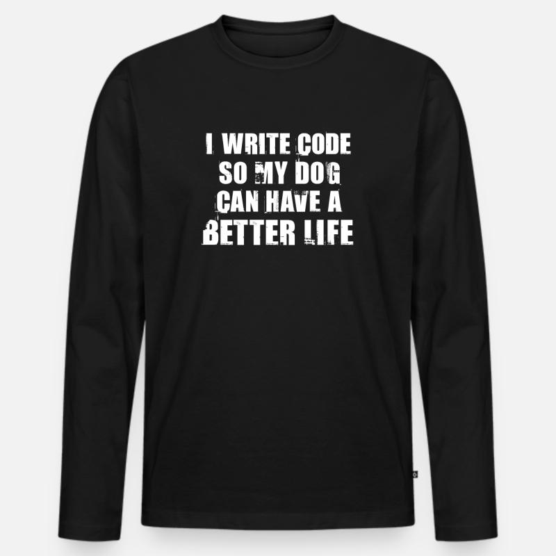 Coder dog - Men's Premium Organic Long Sleeve Shirt - black