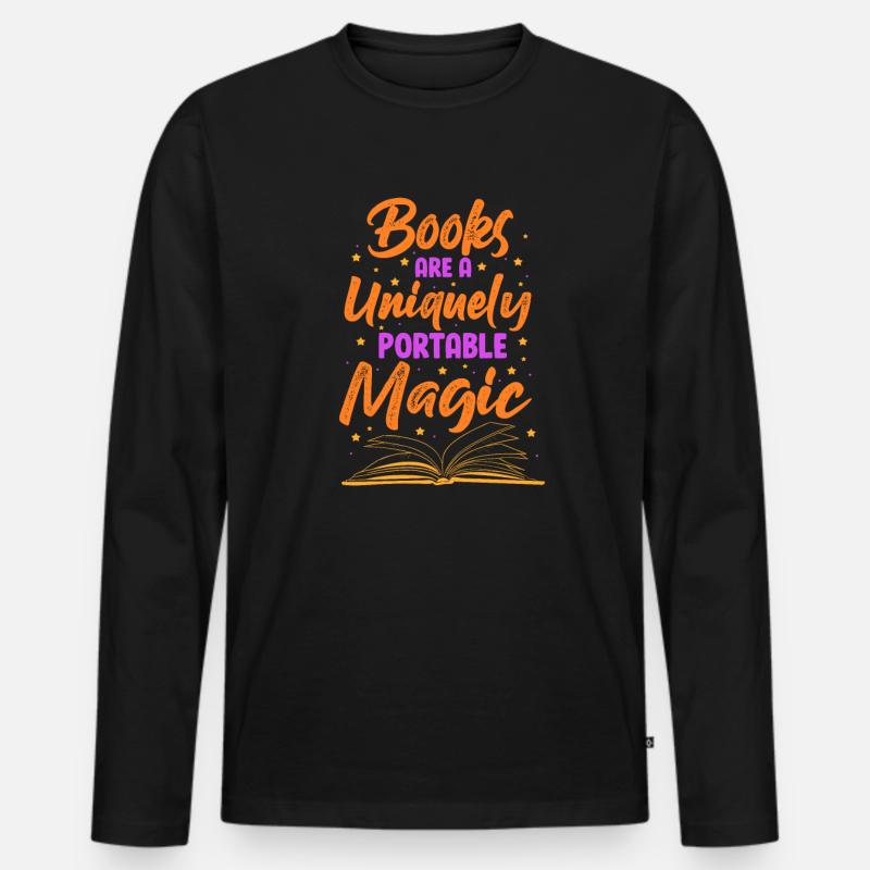 Lesen - Männer Premium Bio Langarmshirt - Schwarz