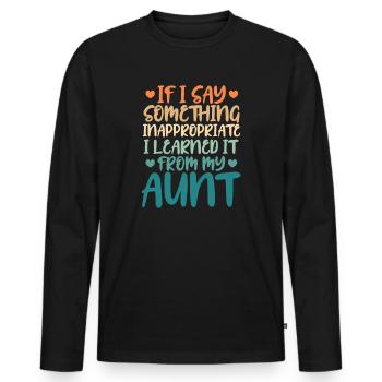Tante neveu nièce - T-shirt manches longues Premium bio Homme - noir - Devant - Nico (187cm)