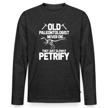 paleontology - Men's Premium Organic Long Sleeve Shirt - heather anthracite - Front - Nico (187cm)
