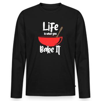 to bake - Men's Premium Organic Long Sleeve Shirt - black - Front - Nico (187cm)