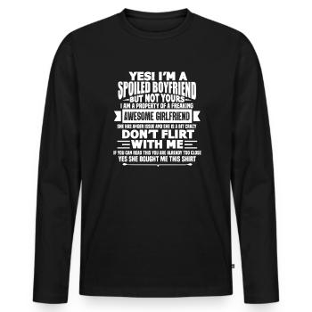 Copain copine - T-shirt manches longues Premium bio Homme - noir - Devant - Nico (187cm)