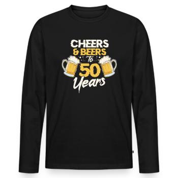 50th birthday - Men's Premium Organic Long Sleeve Shirt - black - Front - Nico (187cm)