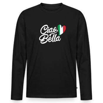 Ciao Bella - Männer Premium Bio Langarmshirt - Schwarz - Vorne - Nico (187cm)