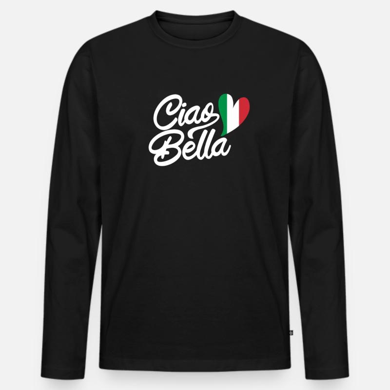Ciao Bella - Männer Premium Bio Langarmshirt - Schwarz