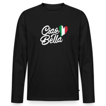 Italien Italie Italie Italie Cadeau - T-shirt manches longues Premium bio Homme - noir - Devant - Nico (187cm)