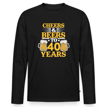40 ans 40 ans bière 40 cadeaux - T-shirt manches longues Premium bio Homme - noir - Devant - Nico (187cm)