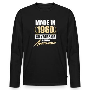 1980 40e anniversaire 40 ans cadeau bday - T-shirt manches longues Premium bio Homme - noir - Devant - Nico (187cm)