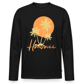 Hawaii! - Men's Premium Organic Long Sleeve Shirt - black - Front - Nico (187cm)