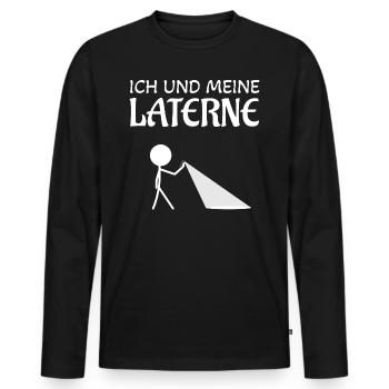 Ich und meine Laterne Spazieren gehen Martin - Männer Premium Bio Langarmshirt - Schwarz - Vorne - Nico (187cm)
