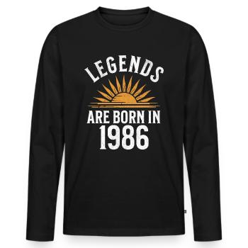 Legenden sind in 1986 geboren – Geschenkidee - Männer Premium Bio Langarmshirt - Schwarz - Vorne - Nico (187cm)