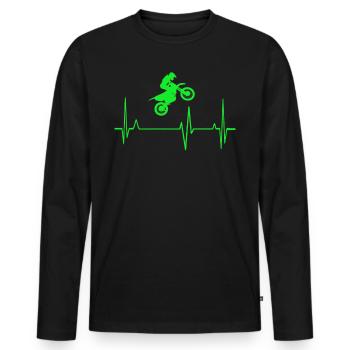 Motocross heartbeat - Men's Premium Organic Long Sleeve Shirt - black - Front - Nico (187cm)