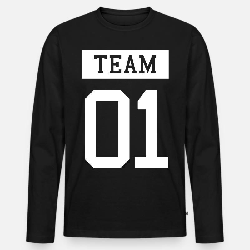 DREAM TEAM Partnerlook P58 B - Männer Premium Bio Langarmshirt - Schwarz