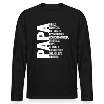 Papa Geschenk Vatertag - Männer Premium Bio Langarmshirt - Schwarz - Vorne - Nico (187cm)