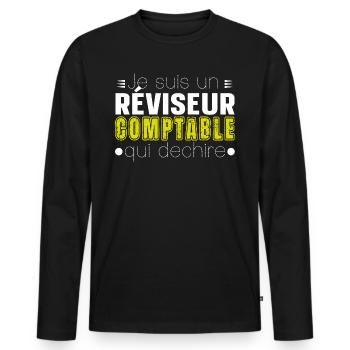Réviseur Comptable Comptabilité Cadeau Homme - T-shirt manches longues Premium bio Homme - noir - Devant - Nico (187cm)
